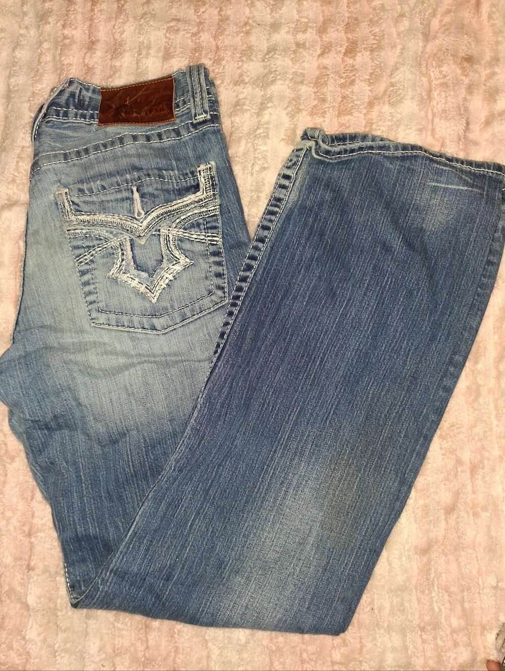 mens Light Blue Distressed Pocket Denim Jeans